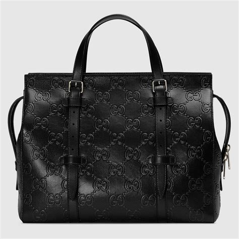 gucci black leather embossed bag|Gucci black handbags leather.